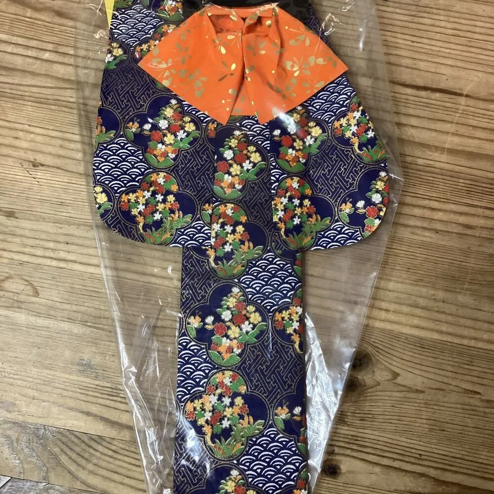 VTG JAPANESE Handmade Saranoki Geisha Blue Kimono Girl Washi Paper Doll NEW 19in